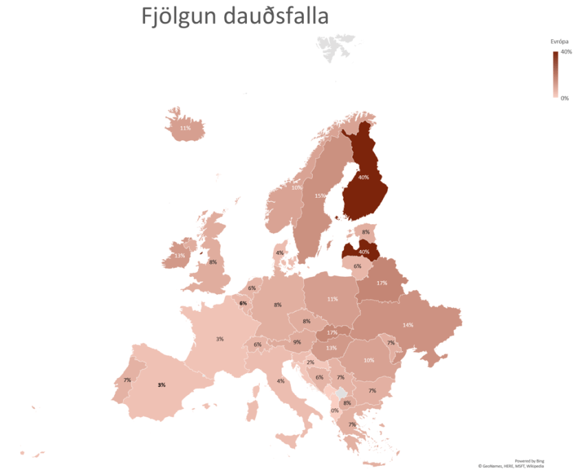 Fjölgun dauðsfalla 20.4