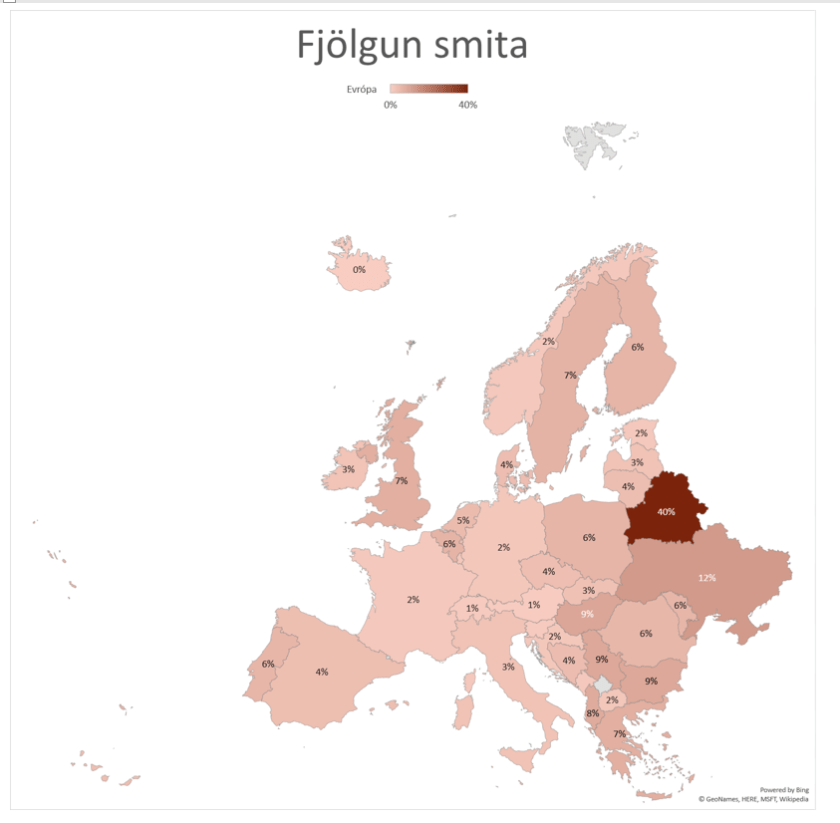 Fjölgun smita 20.4